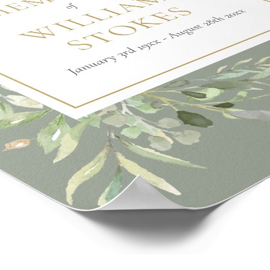 Greenery Funeral Share A Memory Sign Poster (Hoek)