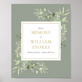 Greenery Funeral Share A Memory Sign Poster