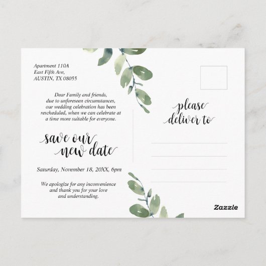 Greenery Garden, Aankondiging, uitgesteld Briefkaart (Achterkant)