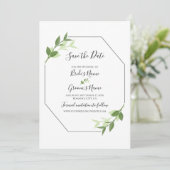 Greenery Garden laat Lijst bruiloft achter om de d Save The Date (Staand voorkant)
