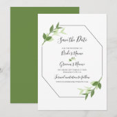 Greenery Garden laat Lijst bruiloft achter om de d Save The Date (Voorkant / Achterkant)