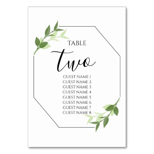 Greenery Garden laat Lijst Wedding Guest Names Kaart (Voorkant)