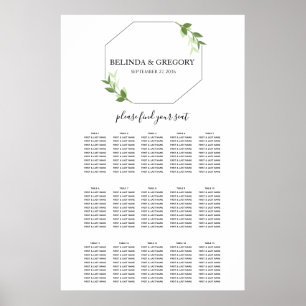 Greenery Garden laat Lijst Wedding Seding Chart Poster