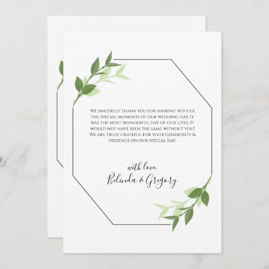 Greenery Garden Leaves Lijst Weddenschap Bedankt (Voorkant / Achterkant)