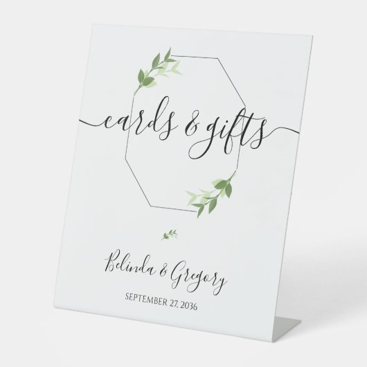 Greenery Garden Leaves Lijst Wedding Reclamebord Met Voetstuk (Voorkant)