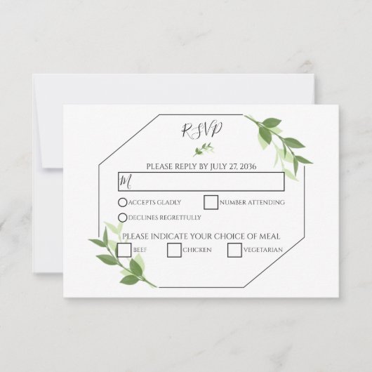 Greenery Garden Leaves Lijst Wedding RSVP Kaarten (Voorkant)