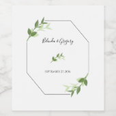 Greenery Garden Leaves Lijst Wedding Wijn Etiket (Enkel label)