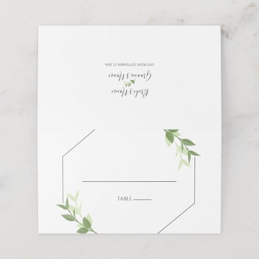Greenery Garden leveert Lijst Wedde Place Card Plaatskaartje (Buitenkant ongevouwen)