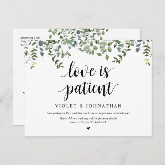 Greenery Garden, Love is Patient, Postponed Briefkaart (Voorkant / Achterkant)