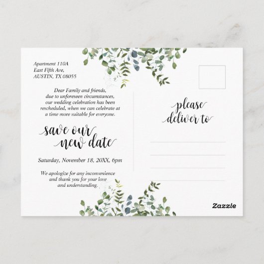 Greenery Garden, Love is Patient, Postponed Briefkaart (Achterkant)