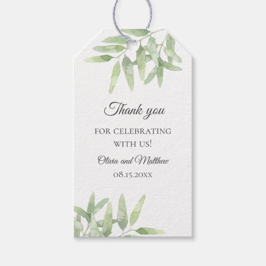 Greenery garden. Olive Branch bruiloft Bedankt Cadeaulabel (Voorkant)
