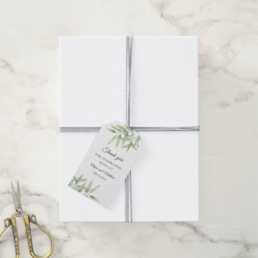Greenery garden. Olive Branch bruiloft Bedankt Cadeaulabel (Met Touw)