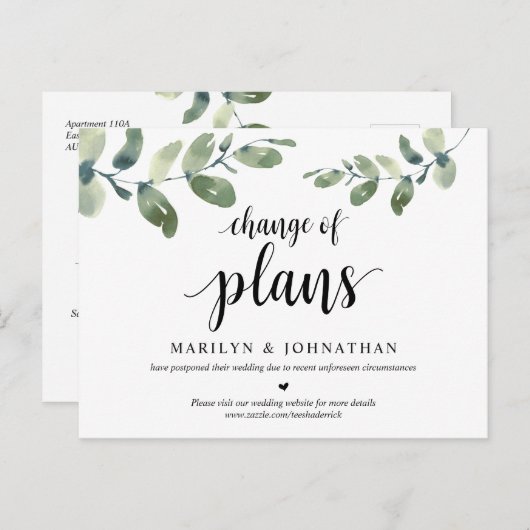 Greenery Garden, Plans wijzigen, uitgesteld Briefkaart (Voorkant / Achterkant)