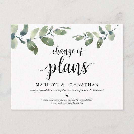 Greenery Garden, Plans wijzigen, uitgesteld Briefkaart (Voorkant)