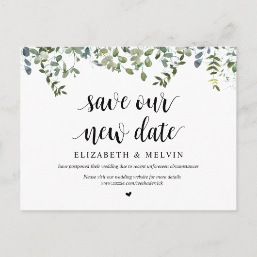 Greenery Garden, sparen onze nieuwe datum, uitgest Briefkaart (Voorkant)
