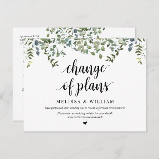 Greenery Garden, wijziging van plannen, uitgesteld Briefkaart (Voorkant / Achterkant)