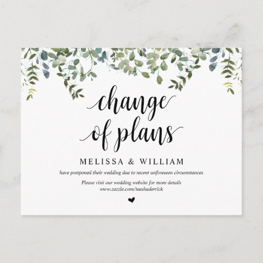 Greenery Garden, wijziging van plannen, uitgesteld Briefkaart (Voorkant)