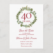 Greenery Garland 40e Jubileum Save the Date Briefkaart (Voorkant)