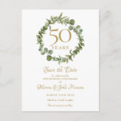 Greenery Garland 50th Jubileum Save the Date Aankondigingskaart (Voorkant)
