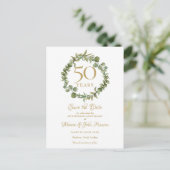 Greenery Garland 50th Jubileum Save the Date Aankondigingskaart (Staand voorkant)
