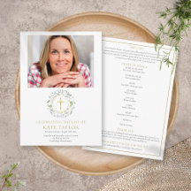 Greenery Garland Funeral Memorial Order of Service