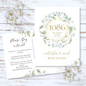 Greenery Garland Gold New Address We hebben Anno v Aankondigingskaart