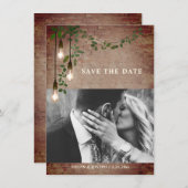 Greenery Garland Lightbulb Brick Wedding Save The Date (Voorkant / Achterkant)