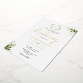 Greenery Garland Monogram Wedding Gold Folie Uitnodiging (Gedraaid)