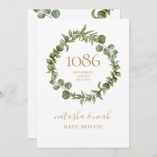 Greenery Garland New Address Moving Announance (Voorkant / Achterkant)
