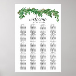 Greenery Garland Seating Chart Wedding Sign Edit Poster