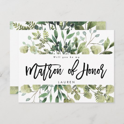 Greenery gebladerte zal je matron van de eer kaart (Voorkant / Achterkant)