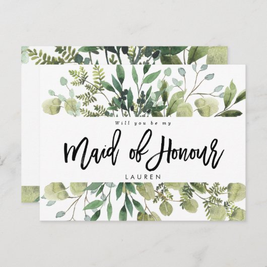 Greenery gebladerte zal je meid van de eer kaart (Voorkant / Achterkant)
