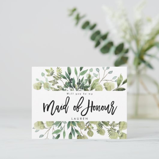 Greenery gebladerte zal je meid van de eer kaart (Staand voorkant)