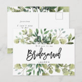 Greenery gebladerte zal je mijn bruidsmeisje kaart (Voorkant / Achterkant)