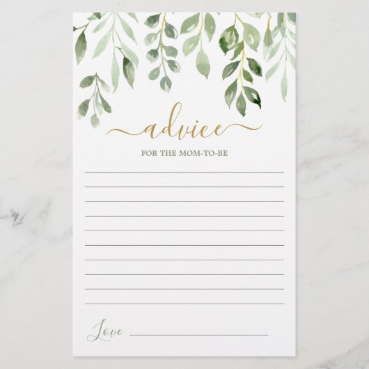 Greenery geeft advies aan moeder kaart (Voorkant)