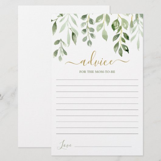 Greenery geeft advies aan moeder kaart (Voorkant / Achterkant)