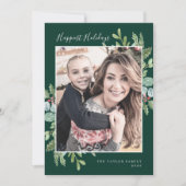Greenery Gelukkig Feestdagen | Groene foto Feestdagenkaart (Voorkant)