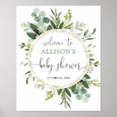 Greenery gender-neutraal baby shower welkom bord poster (Voorkant)