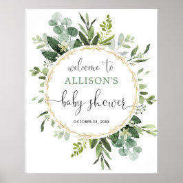 Greenery gender-neutraal baby shower welkom bord poster