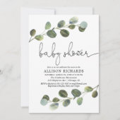 Greenery gender-neutraal baby shower, zwart wit kaart (Voorkant)