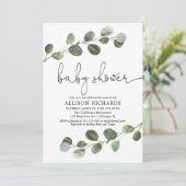 Greenery gender-neutraal baby shower, zwart wit kaart (Staand voorkant)