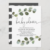 Greenery gender-neutraal baby shower, zwart wit kaart (Voorkant / Achterkant)