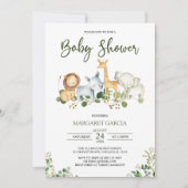 Greenery Gender Neutral Oerwoud Safari Baby shower Kaart (Voorkant)