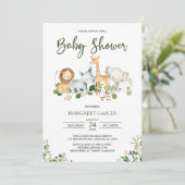 Greenery Gender Neutral Oerwoud Safari Baby shower Kaart (Staand voorkant)