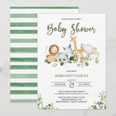 Greenery Gender Neutral Oerwoud Safari Baby shower Kaart (Voorkant / Achterkant)