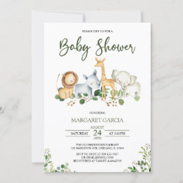 Greenery Gender Neutral Oerwoud Safari Baby shower Kaart