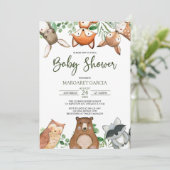 Greenery Gender Neutral WOODLAND Baby shower Invit Kaart (Staand voorkant)