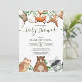 Greenery Gender Neutral WOODLAND Baby shower Kaart (Staand voorkant)
