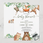 Greenery Gender Neutral WOODLAND Baby shower Kaart (Voorkant / Achterkant)