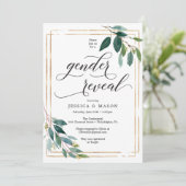 Greenery Gender Reveal nodigt Kaart uit (Staand voorkant)